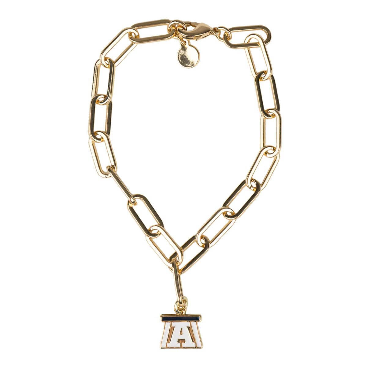 N&S Utah state block a charm bracelet gold